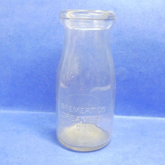 Bremerton Creamery Co. Milk Bottle Half Pint Clear Glass Vintage Embossed WA - Picture 1 of 16